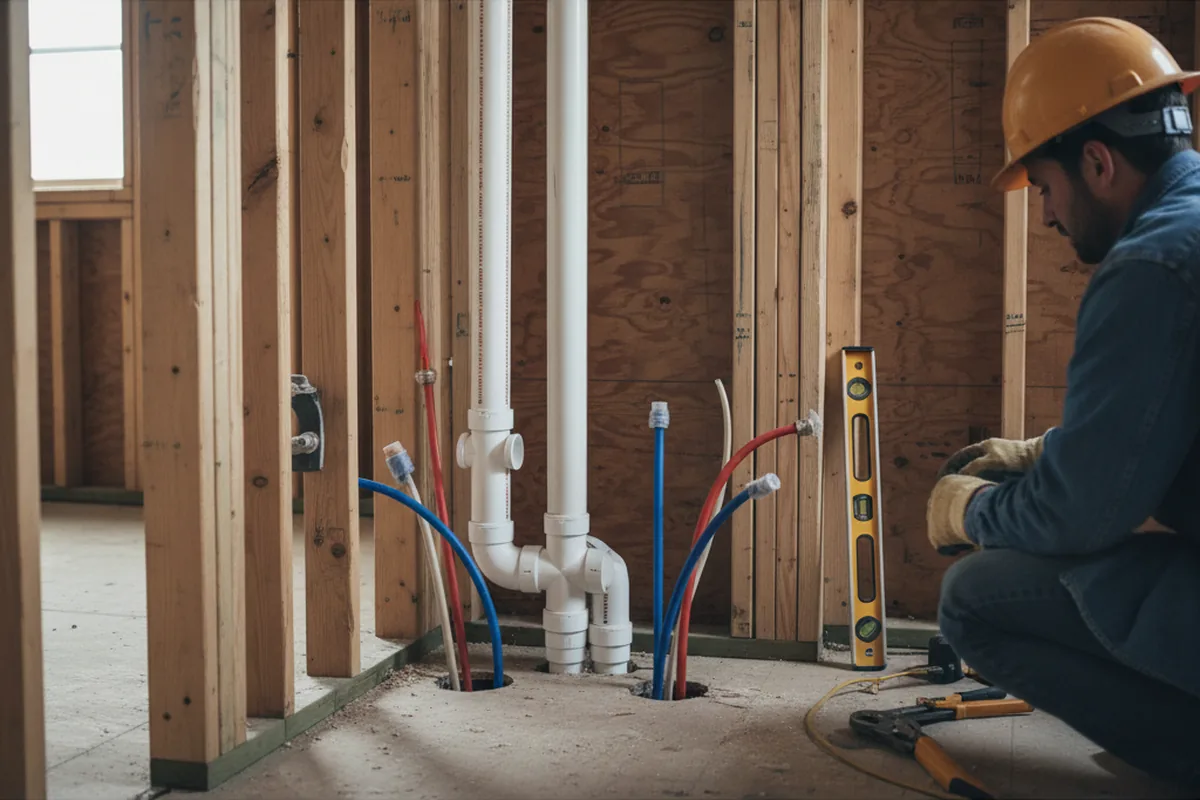 Drain and supply rough-in during Sump Pump Repair in Clanton